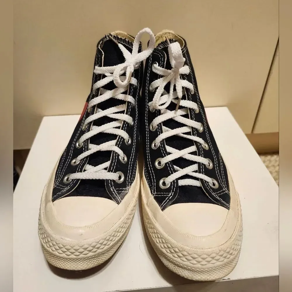 Comme des Garçons PLAY x Converse Chuck 70 Hi Black Heart Sneakers Womens Sz 6